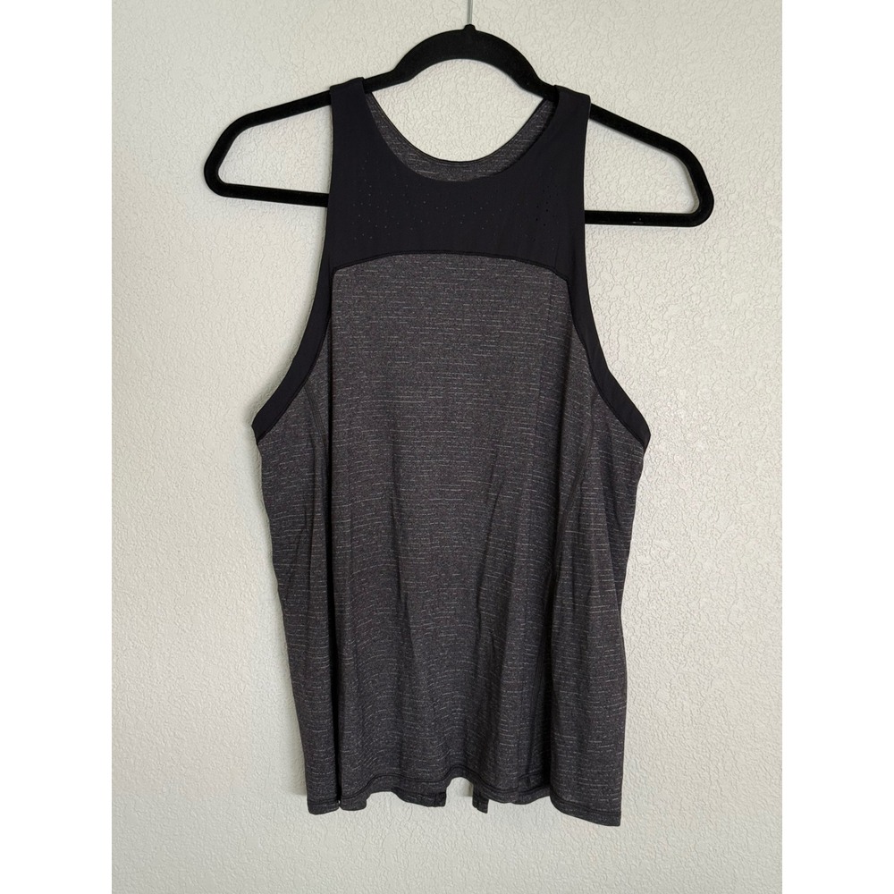 Lululemon High Neck Split Back Tank Top Grey Black Heathered Athletic Size 6